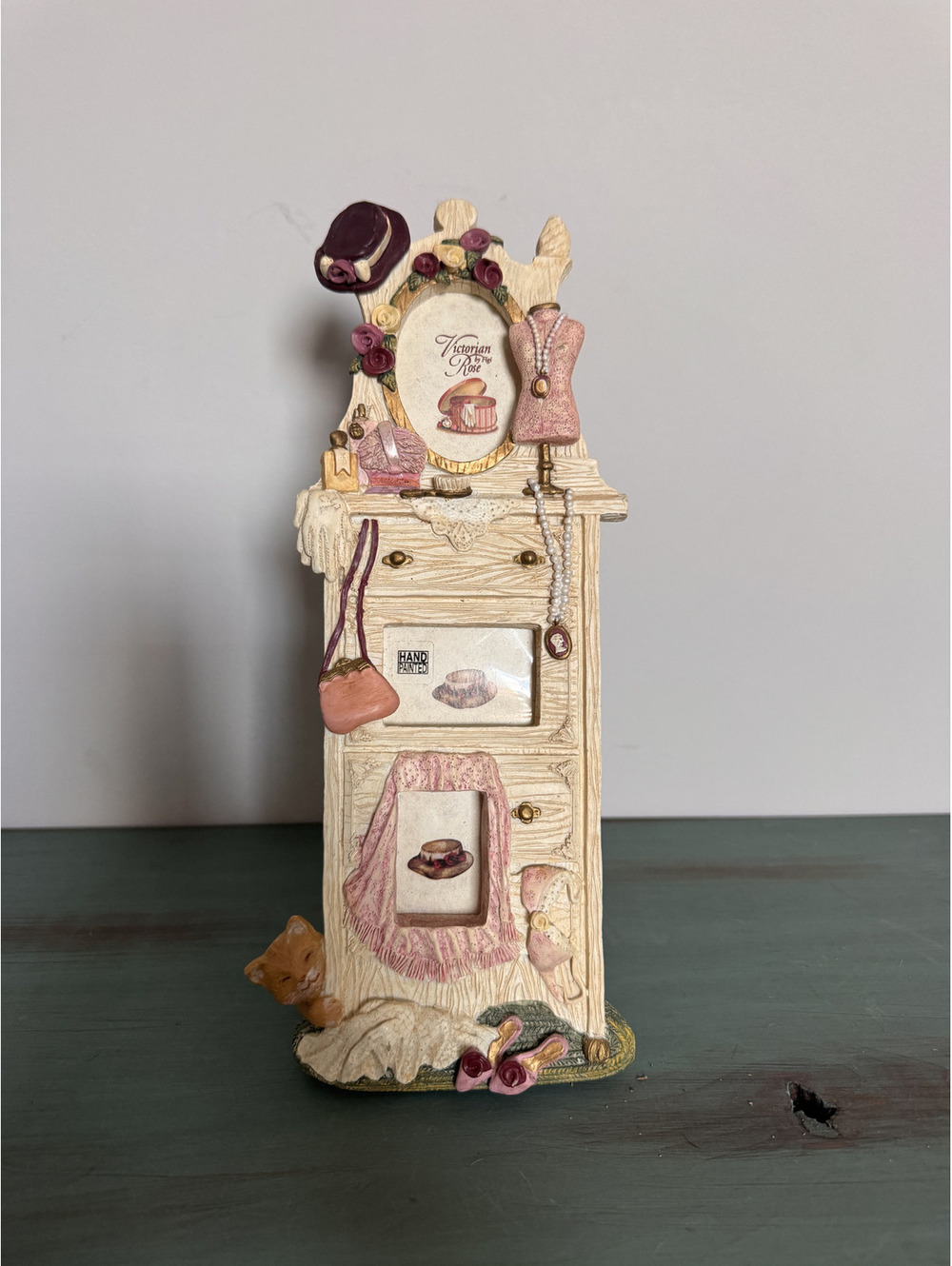1996 VTG Victorian Rose Triple Dresser Collage Photo Frame